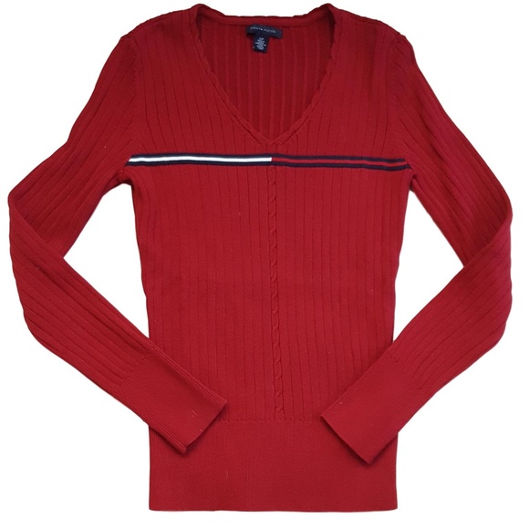 NWOT Tommy Hilfiger Classic Red V-Neck Sweater